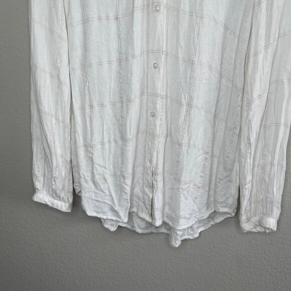 Rails Eloise Ivory Rose Gold Plaid Button Down Long Sleeve Flannel Shirt XS - Picture 5 of 11